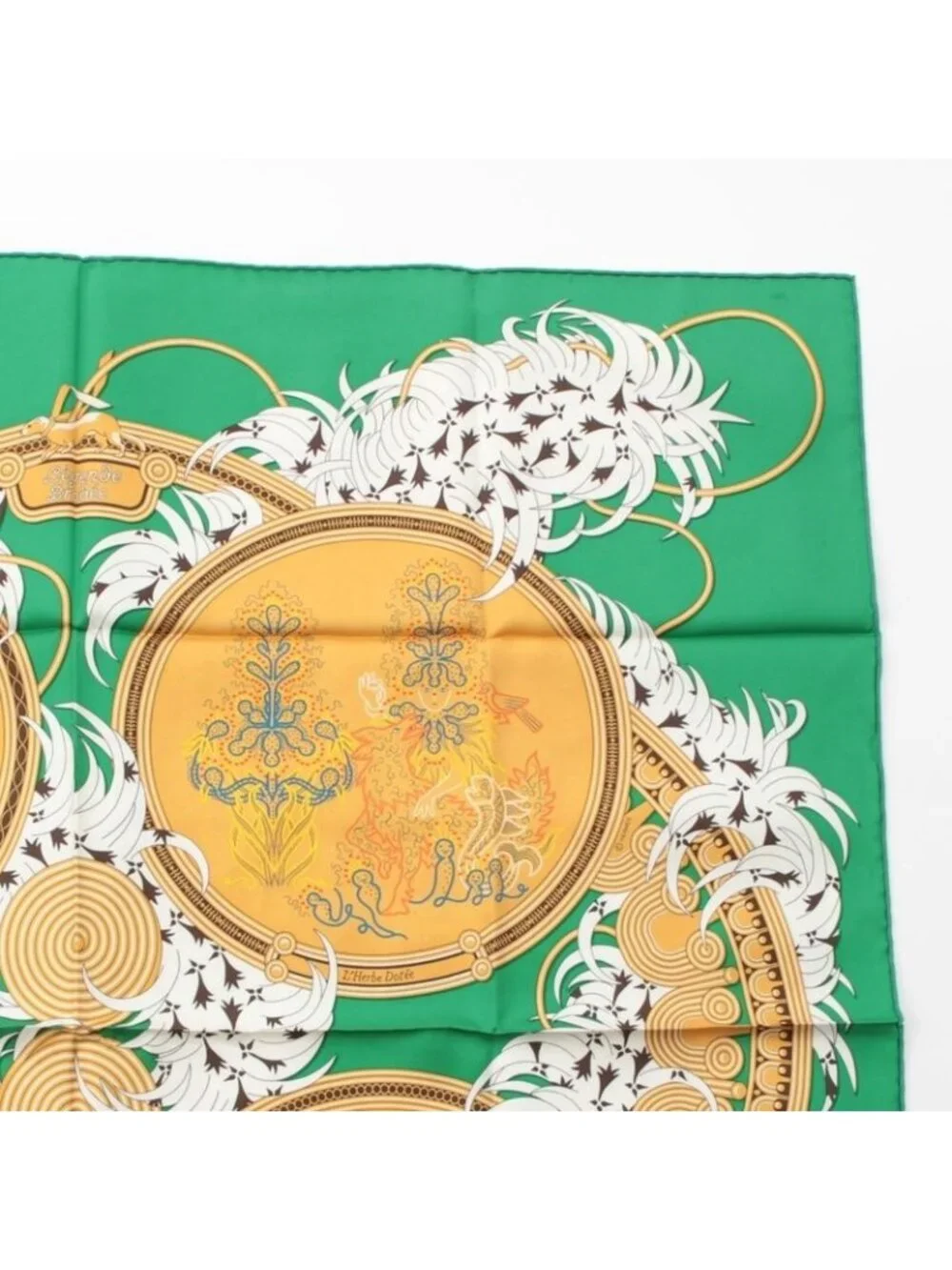Hermes Carre 90 Silk Legende Brodee Embroidered Legend Scarf Green 90 - Picture 3 of 10